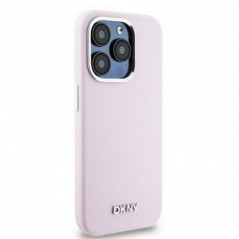 Kryt DKNY Silicone Horizontal Metal Logo na Apple iPhone 15 Pro MagSAFE  Růžový