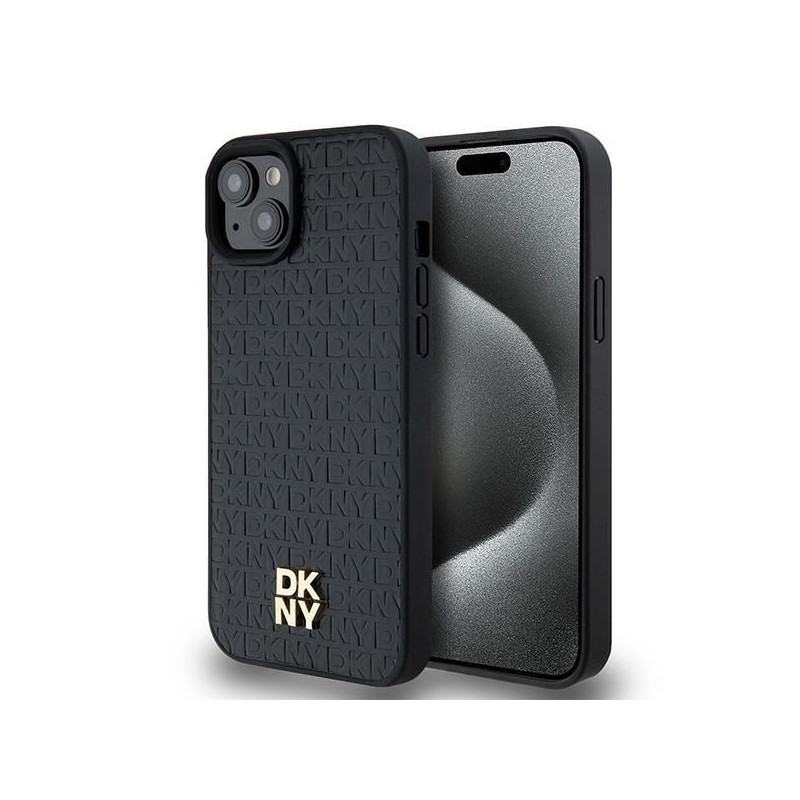 Kryt DKNY Pu Repeat Pattern Stack Logo na Apple iPhone 15 Plus MagSAFE  Černý