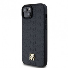 Kryt DKNY Pu Repeat Pattern Stack Logo na Apple iPhone 15 Plus MagSAFE  Černý