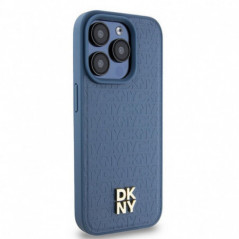Kryt DKNY Pu Repeat Pattern Stack Logo na Apple iPhone 15 Pro MagSAFE  Modrý
