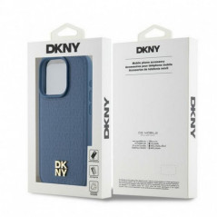 Kryt DKNY Pu Repeat Pattern Stack Logo na Apple iPhone 15 Pro MagSAFE  Modrý