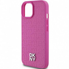 Kryt DKNY Pu Repeat Pattern Stack Logo na Apple iPhone 15 MagSAFE  Růžový