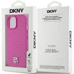Kryt DKNY Pu Repeat Pattern Stack Logo na Apple iPhone 15 MagSAFE  Růžový