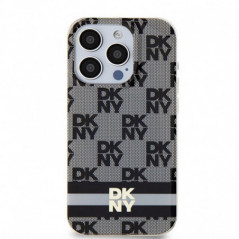 Kryt DKNY Checkered Pattern Printed Stripes na Apple iPhone 14 Pro Max MagSAFE  Černý