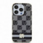 Kryt DKNY Checkered Pattern Printed Stripes na Apple iPhone 14 Pro Max MagSAFE  Černý