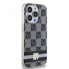 Kryt DKNY Checkered Pattern Printed Stripes na Apple iPhone 14 Pro Max MagSAFE  Černý