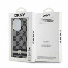 Kryt DKNY Checkered Pattern Printed Stripes na Apple iPhone 14 Pro Max MagSAFE  Černý