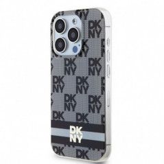 Kryt DKNY Checkered Pattern Printed Stripes na Apple iPhone 15 Pro Max MagSAFE  Černý