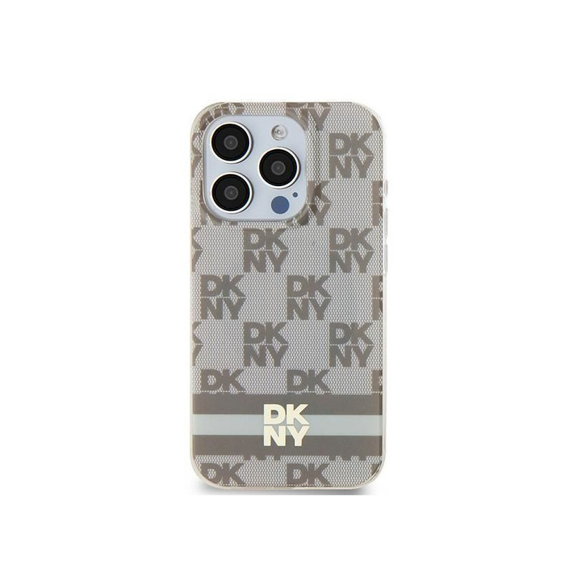 Kryt DKNY Checkered Pattern Printed Stripes na Apple iPhone 11 MagSAFE  Béžový
