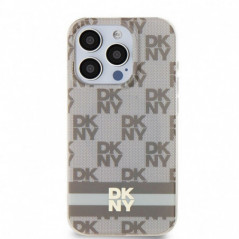 Kryt DKNY Checkered Pattern Printed Stripes na Apple iPhone 13 Pro Max MagSAFE  Béžový