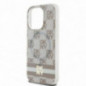 Kryt DKNY Checkered Pattern Printed Stripes na Apple iPhone 13 Pro Max MagSAFE  Béžový