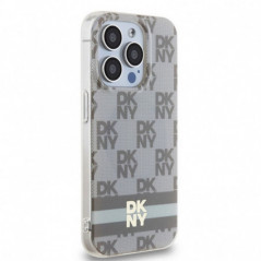 Kryt DKNY Checkered Pattern Printed Stripes na Apple iPhone 15 Pro Max MagSAFE  Béžový