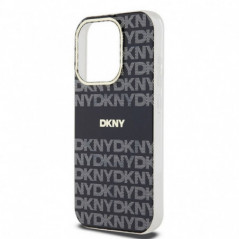 Kryt DKNY Repeat Texture Pattern Stripe na Apple iPhone 13 Pro Max MagSAFE  Černý