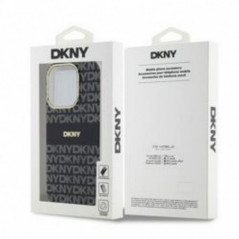 Kryt DKNY Repeat Texture Pattern Stripe na Apple iPhone 14 Pro MagSAFE  Černý