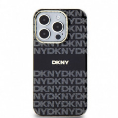 Kryt DKNY Repeat Texture Pattern Stripe na Apple iPhone 14 Pro Max MagSAFE  Černý