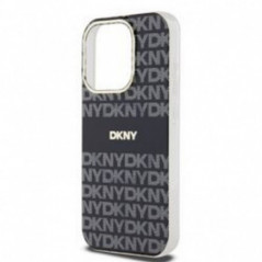 Kryt DKNY Repeat Texture Pattern Stripe na Apple iPhone 14 Pro Max MagSAFE  Černý