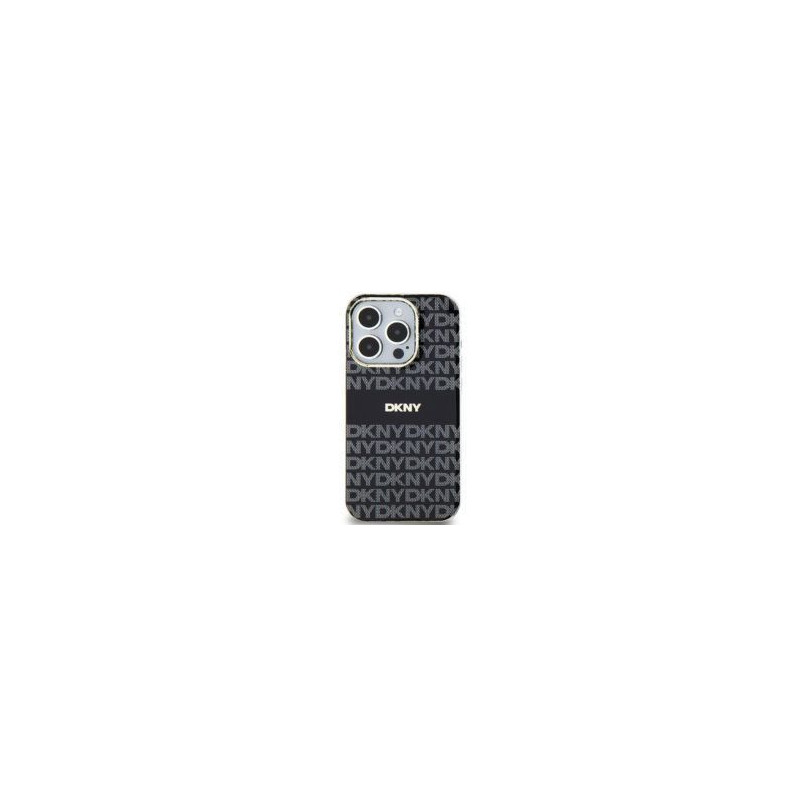 Kryt DKNY Repeat Texture Pattern Stripe na Apple iPhone 15 Plus MagSAFE  Černý
