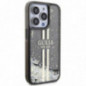 Kryt Guess Liquid Glitter Gold Stripes na Apple iPhone 15 Pro Max Černý