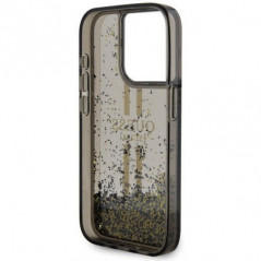 Kryt Guess Liquid Glitter Gold Stripes na Apple iPhone 15 Pro Max Černý