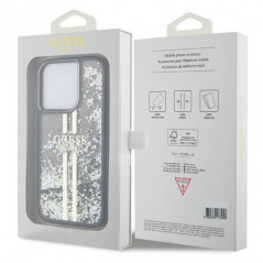 Kryt Guess Liquid Glitter Gold Stripes na Apple iPhone 15 Pro Max Černý