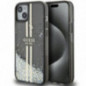 Kryt Guess Liquid Glitter Gold Stripes na Apple iPhone 15 Černý