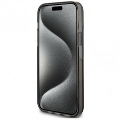 Kryt Guess Liquid Glitter Gold Stripes na Apple iPhone 15 Černý