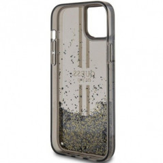 Kryt Guess Liquid Glitter Gold Stripes na Apple iPhone 15 Černý