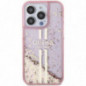 Kryt Guess Liquid Glitter Gold Stripes na Apple iPhone 15 Pro Max Růžový