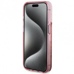 Kryt Guess Liquid Glitter Gold Stripes na Apple iPhone 15 Pro Max Růžový