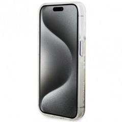 Kryt Guess Liquid Glitter Gold Stripes na Apple iPhone 15 Pro Průhledný