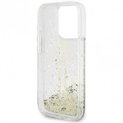 Kryt Guess Liquid Glitter Gold Stripes na Apple iPhone 15 Pro Průhledný