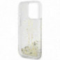 Kryt Guess Liquid Glitter Gold Stripes na Apple iPhone 15 Pro Průhledný
