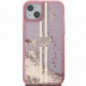 Kryt Guess Liquid Glitter Gold Stripes na Apple iPhone 15 Plus Růžový