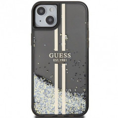 Kryt Guess Liquid Glitter Gold Stripes na Apple iPhone 15 Plus Černý