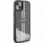 Kryt Guess Liquid Glitter Gold Stripes na Apple iPhone 15 Plus Černý