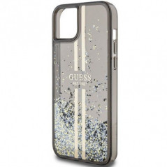 Kryt Guess Liquid Glitter Gold Stripes na Apple iPhone 15 Plus Černý