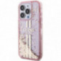 Kryt Guess Liquid Glitter Gold Stripes na Apple iPhone 15 Pro Růžový