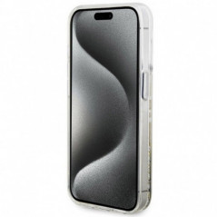 Kryt Guess Liquid Glitter Gold Stripes na Apple iPhone 15 Pro Max Průhledný