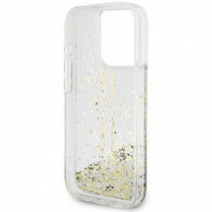 Kryt Guess Liquid Glitter Gold Stripes na Apple iPhone 15 Pro Max Průhledný