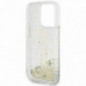 Kryt Guess Liquid Glitter Gold Stripes na Apple iPhone 15 Pro Max Průhledný