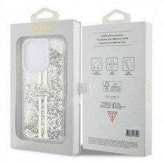 Kryt Guess Liquid Glitter Gold Stripes na Apple iPhone 15 Pro Max Průhledný