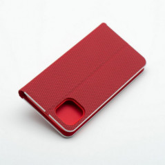 Peněženkové pouzdro LUNA Book Carbon na Apple iPhone 11 Uhlíkové vlákno, Elegantní  Červený