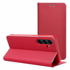 Peněženkové pouzdro LUNA Book Carbon na XIAOMI Redmi 13C Uhlíkové vlákno, Elegantní  Červený