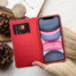 Peněženkové pouzdro LUNA Book Carbon na XIAOMI Redmi Note 13 4G Uhlíkové vlákno, Elegantní  Červený