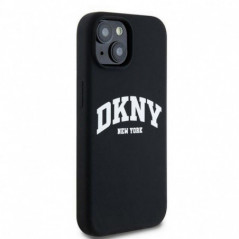 Kryt DKNY Silicone White Arch Logo na Apple iPhone 14 MagSAFE  Černý