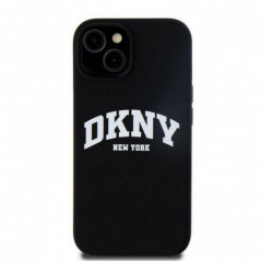 Kryt DKNY Silicone White Arch Logo na Apple iPhone 15 MagSAFE  Černý