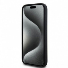 Kryt DKNY Silicone White Arch Logo na Apple iPhone 15 MagSAFE  Černý
