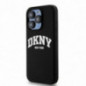 Kryt DKNY Silicone White Arch Logo na Apple iPhone 15 Pro MagSAFE  Černý