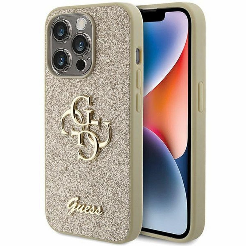 Kryt Guess Fixed Glitter Big 4G na Apple iPhone 15 Pro Max Zlatý
