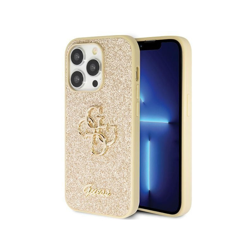 Kryt Guess Fixed Glitter Big 4G na Apple iPhone 14 Pro Max Zlatý